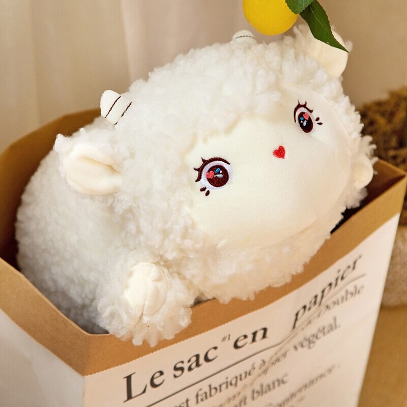 Sweet Fluffy Laying Lamb Snuggle Buddies - Kawaiies - Adorable - Cute - Plushies - Plush - Kawaii