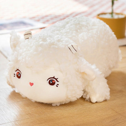 Sweet Fluffy Laying Lamb Snuggle Buddies - Kawaiies - Adorable - Cute - Plushies - Plush - Kawaii