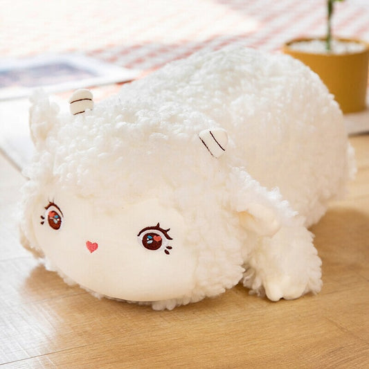 Sweet Fluffy Laying Lamb Snuggle Buddies - Kawaiies - Adorable - Cute - Plushies - Plush - Kawaii