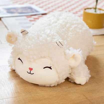 Sweet Fluffy Laying Lamb Snuggle Buddies - Kawaiies - Adorable - Cute - Plushies - Plush - Kawaii