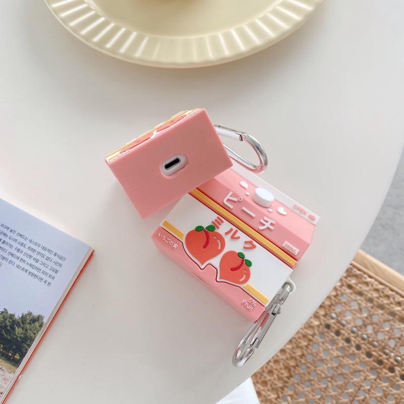 Sweet Peach Milk Carton Airpods Case (1&2&Pro) - Kawaiies - Adorable - Cute - Plushies - Plush - Kawaii