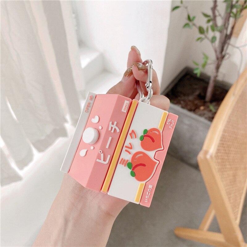 Sweet Peach Milk Carton Airpods Case (1&2&Pro) - Kawaiies - Adorable - Cute - Plushies - Plush - Kawaii