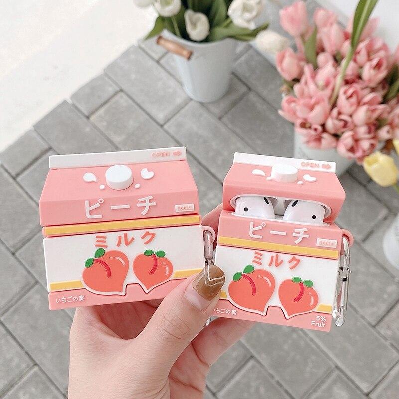 Sweet Peach Milk Carton Airpods Case (1&2&Pro) - Kawaiies - Adorable - Cute - Plushies - Plush - Kawaii