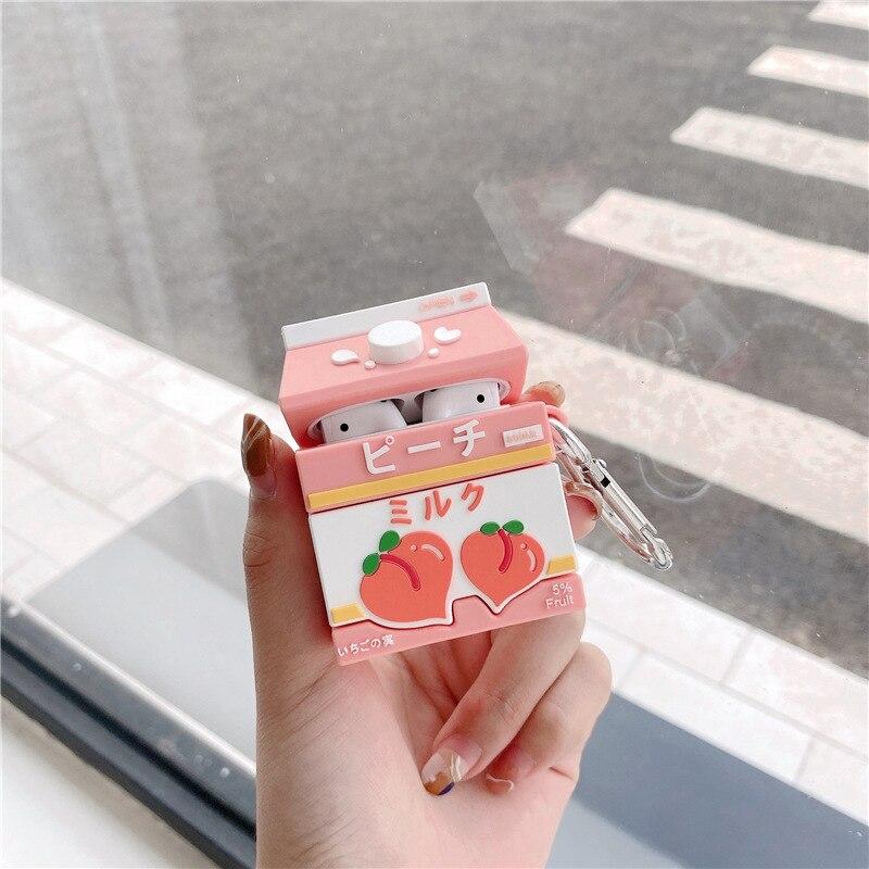 Sweet Peach Milk Carton Airpods Case (1&2&Pro) - Kawaiies - Adorable - Cute - Plushies - Plush - Kawaii