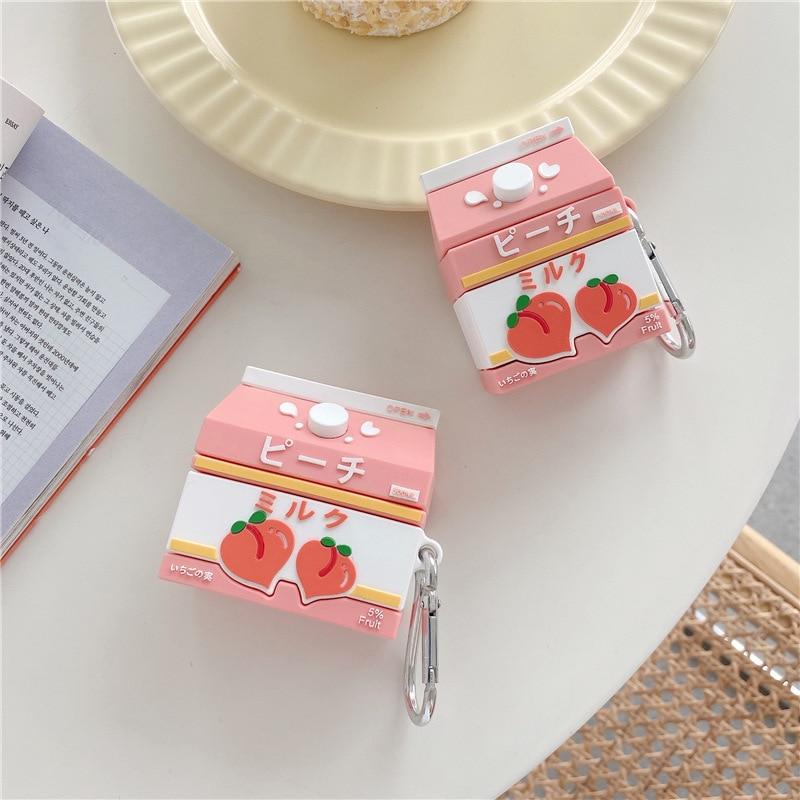 Sweet Peach Milk Carton Airpods Case (1&2&Pro) - Kawaiies - Adorable - Cute - Plushies - Plush - Kawaii