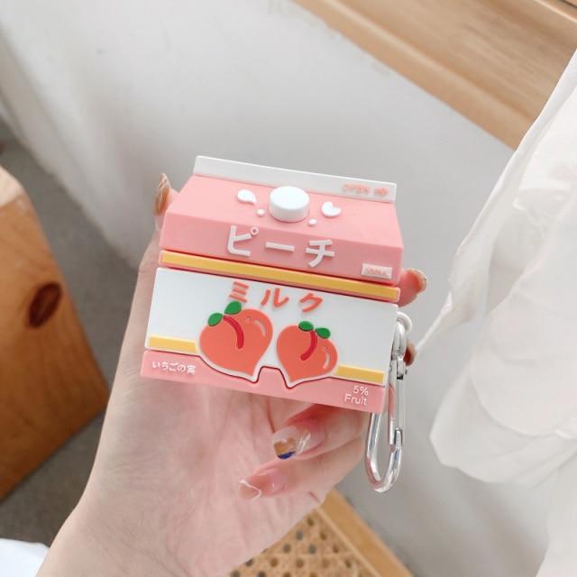 Sweet Peach Milk Carton Airpods Case (1&2&Pro) - Kawaiies - Adorable - Cute - Plushies - Plush - Kawaii