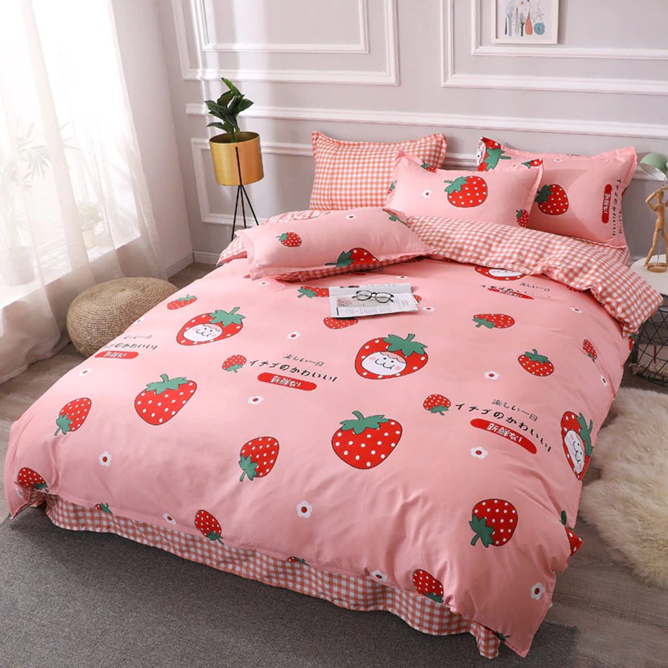 Sweet Strawberry Print Bedding Set - Kawaiies - Adorable - Cute - Plushies - Plush - Kawaii