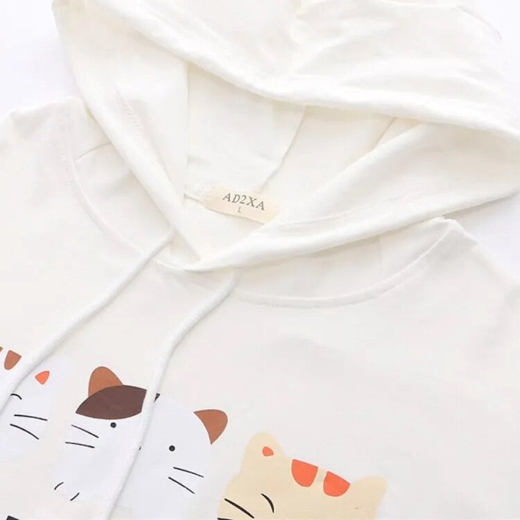 kawaiies-softtoys-plushies-kawaii-plush-Three Kawaii Cats Long Sleeve Two-Tone Cotton Hoodie Hoodies 