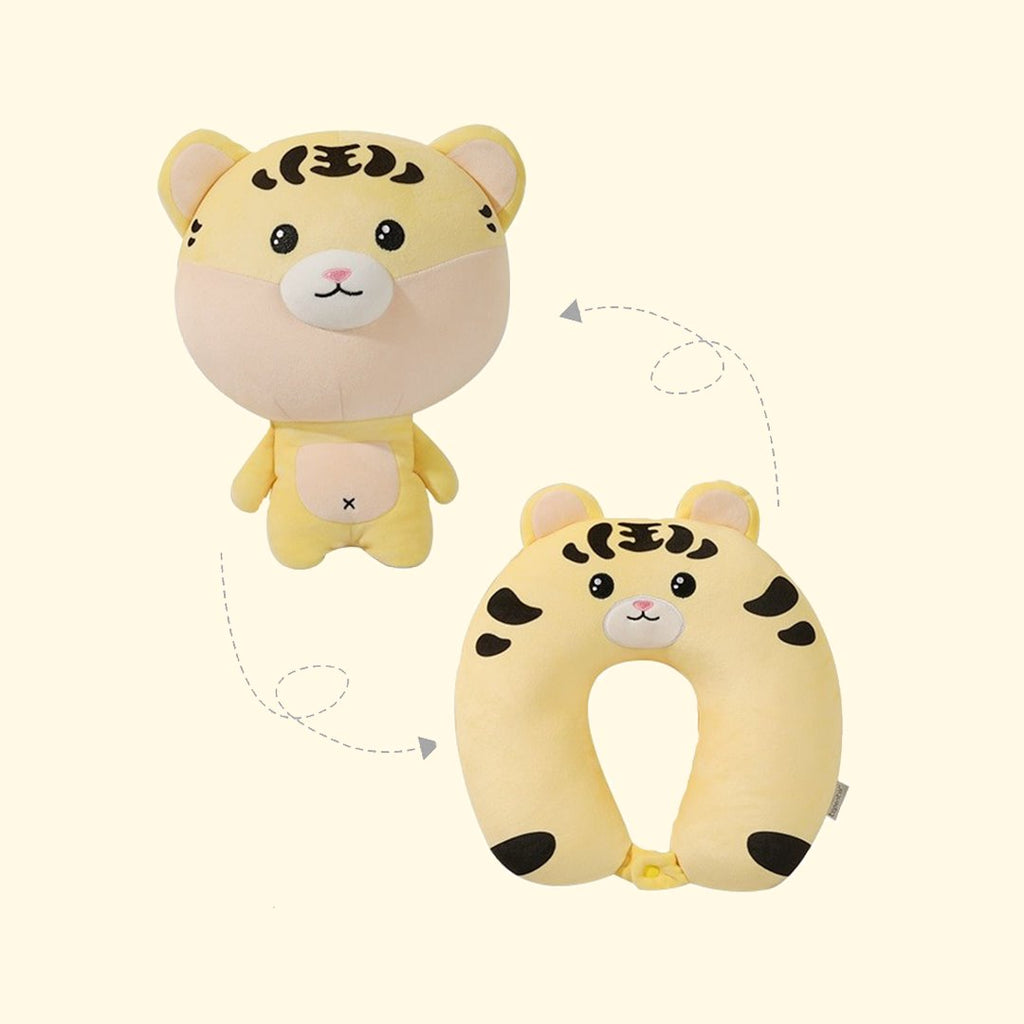 Tiger & Hamster 2-in-1 Travel Neck Support Pillow & Plushie - Kawaiies - Adorable - Cute - Plushies - Plush - Kawaii