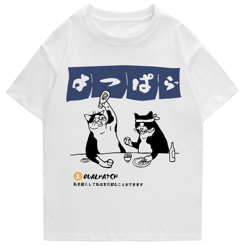 Two Cats Drinking at Japanese Bar Unisex Tee | NEW - Kawaiies - Adorable - Cute - Plushies - Plush - Kawaii