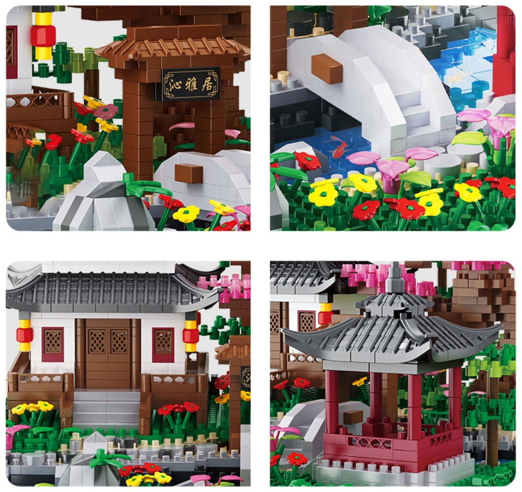 Waterfall Japanese House Sakura Tree Floating Island Nano Building Blocks | Limited Stock - Kawaiies - Adorable - Cute - Plushies - Plush - Kawaii