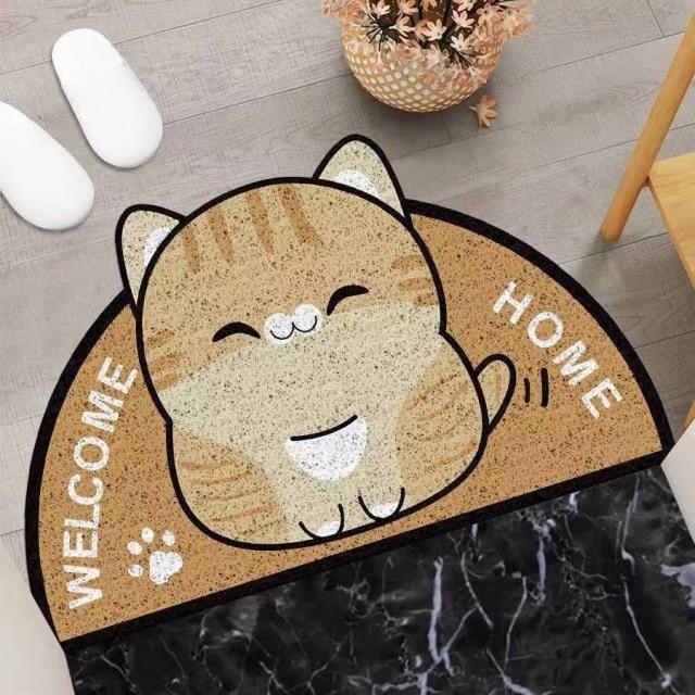 Welcome Home Kitty Cat Semi Circle Shape Mat - Kawaiies - Adorable - Cute - Plushies - Plush - Kawaii