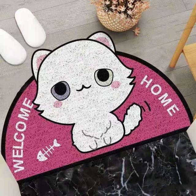 Welcome Home Kitty Cat Semi Circle Shape Mat - Kawaiies - Adorable - Cute - Plushies - Plush - Kawaii