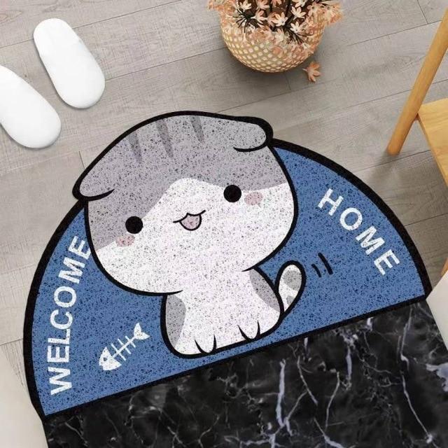 Welcome Home Kitty Cat Semi Circle Shape Mat - Kawaiies - Adorable - Cute - Plushies - Plush - Kawaii