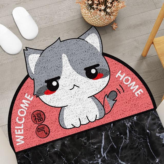 Welcome Home Kitty Cat Semi Circle Shape Mat - Kawaiies - Adorable - Cute - Plushies - Plush - Kawaii