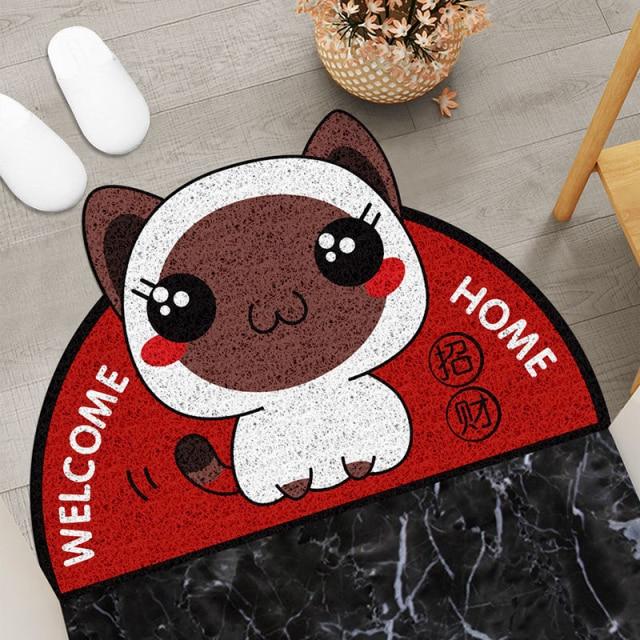 Welcome Home Kitty Cat Semi Circle Shape Mat - Kawaiies - Adorable - Cute - Plushies - Plush - Kawaii