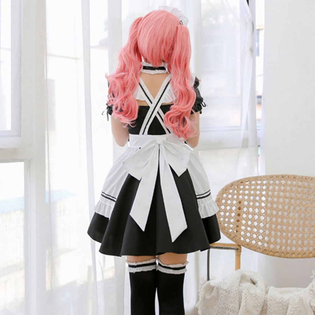 White Black Striped Lolita Maid Cosplay Women's Dress - Kawaiies - Adorable - Cute - Plushies - Plush - Kawaii