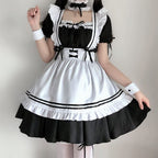 White Black Striped Lolita Maid Cosplay Women's Dress - Kawaiies - Adorable - Cute - Plushies - Plush - Kawaii