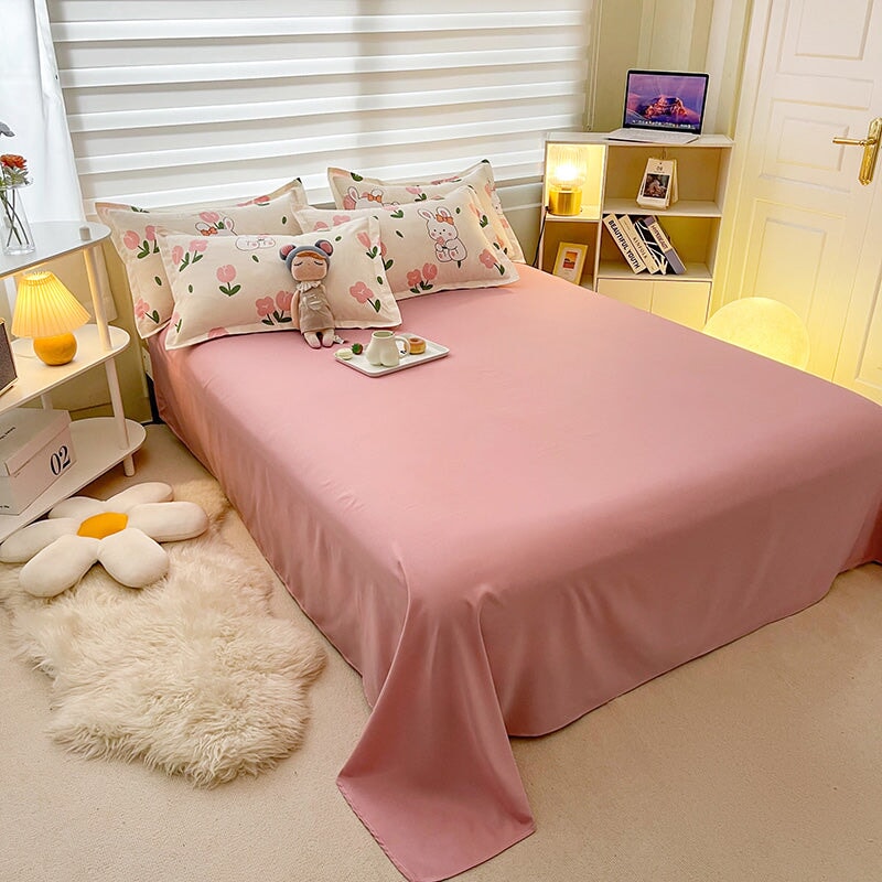 kawaiies-softtoys-plushies-kawaii-plush-White Bunny Peach Flower Bedding Set Home Decor 