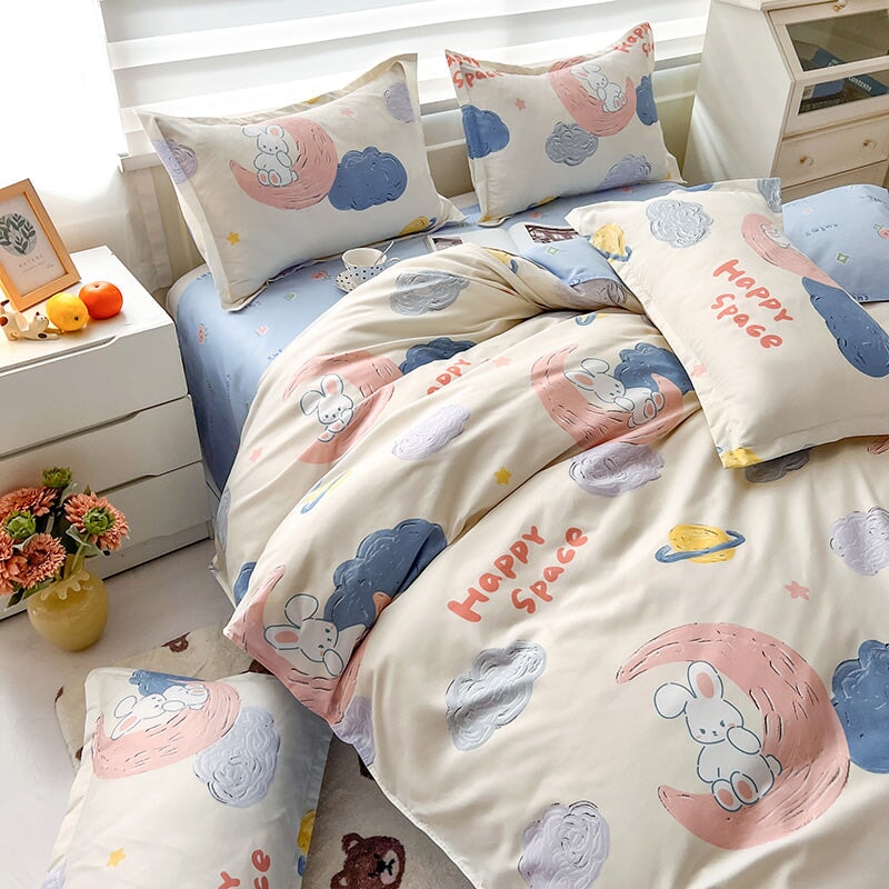 kawaiies-softtoys-plushies-kawaii-plush-White Bunny Space Moon Bedding Set Home Decor 