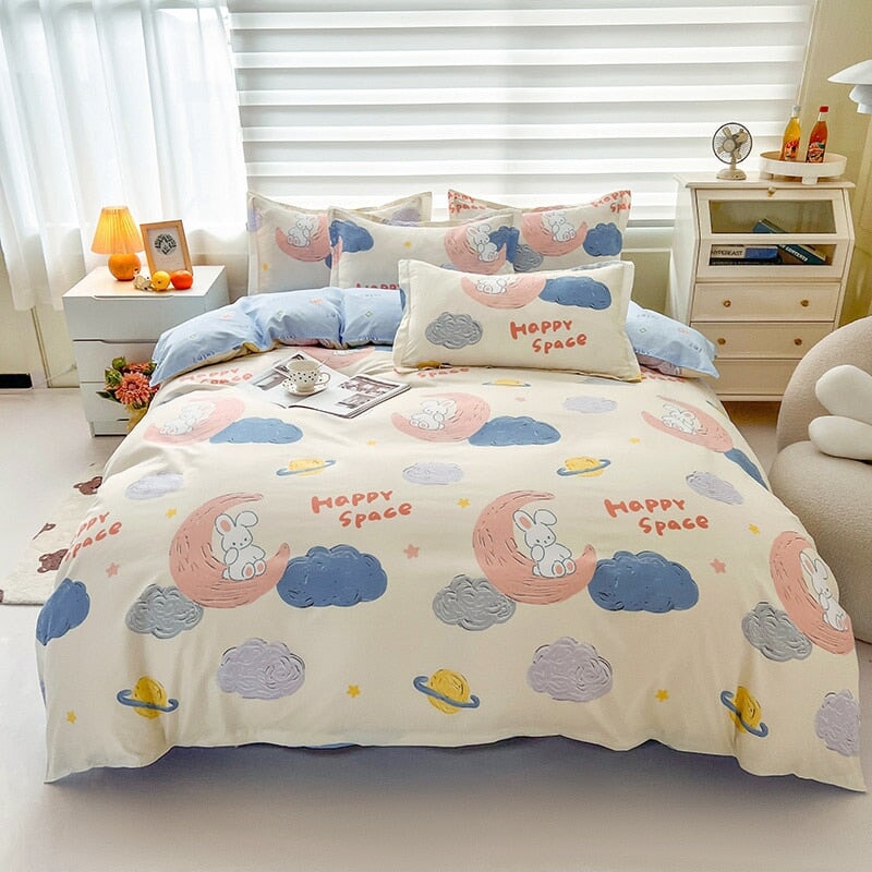 kawaiies-softtoys-plushies-kawaii-plush-White Bunny Space Moon Bedding Set Home Decor Single 