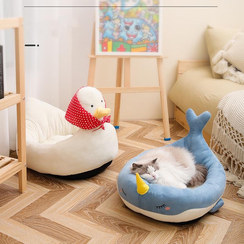 White Duck with Red Scarf Cat Dog Bed - Kawaiies - Adorable - Cute - Plushies - Plush - Kawaii