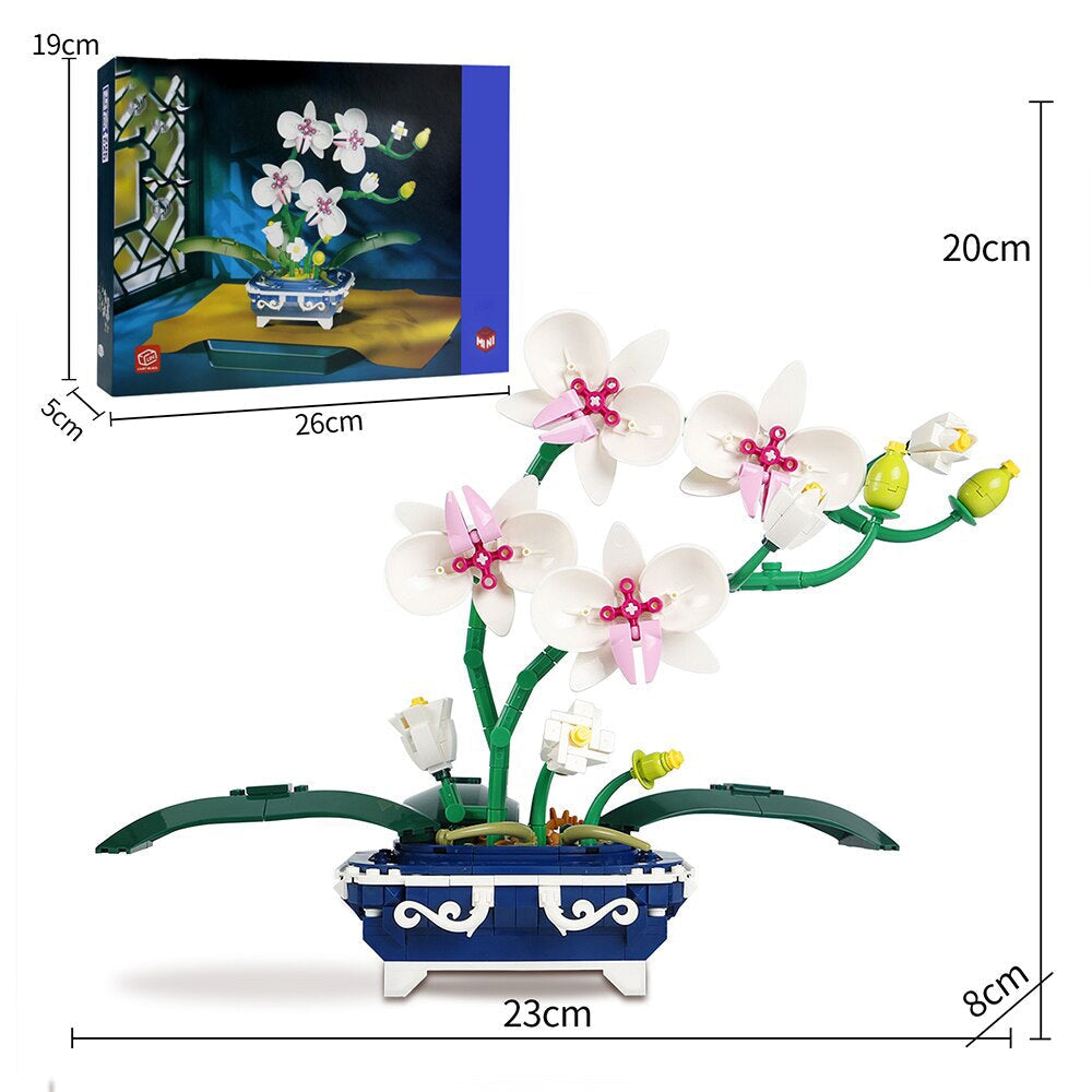 White Orchid Flower Pot Building Block - Kawaiies - Adorable - Cute - Plushies - Plush - Kawaii