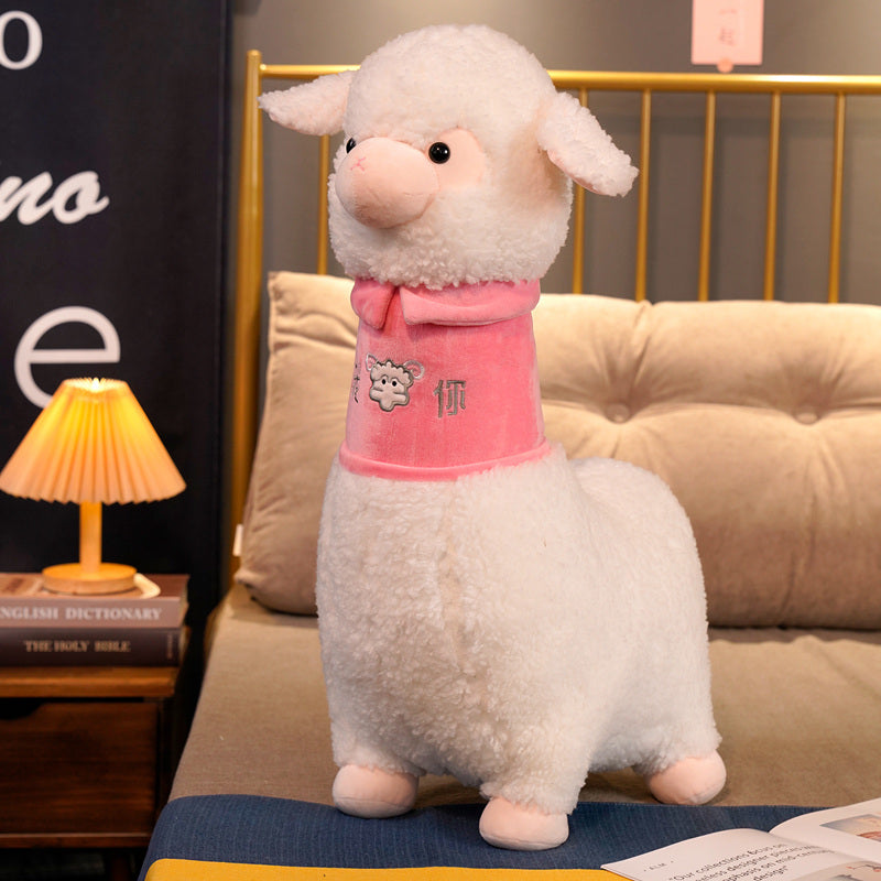 White Pink Fluffy Alpaca Plushie - Kawaiies - Adorable - Cute - Plushies - Plush - Kawaii