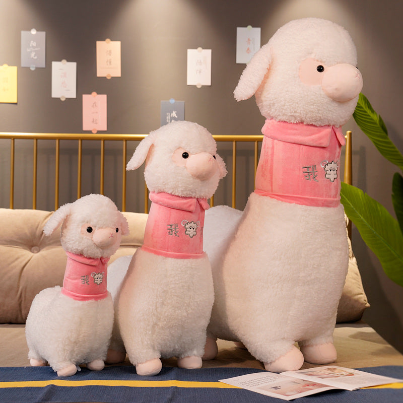 White Pink Fluffy Alpaca Plushie - Kawaiies - Adorable - Cute - Plushies - Plush - Kawaii