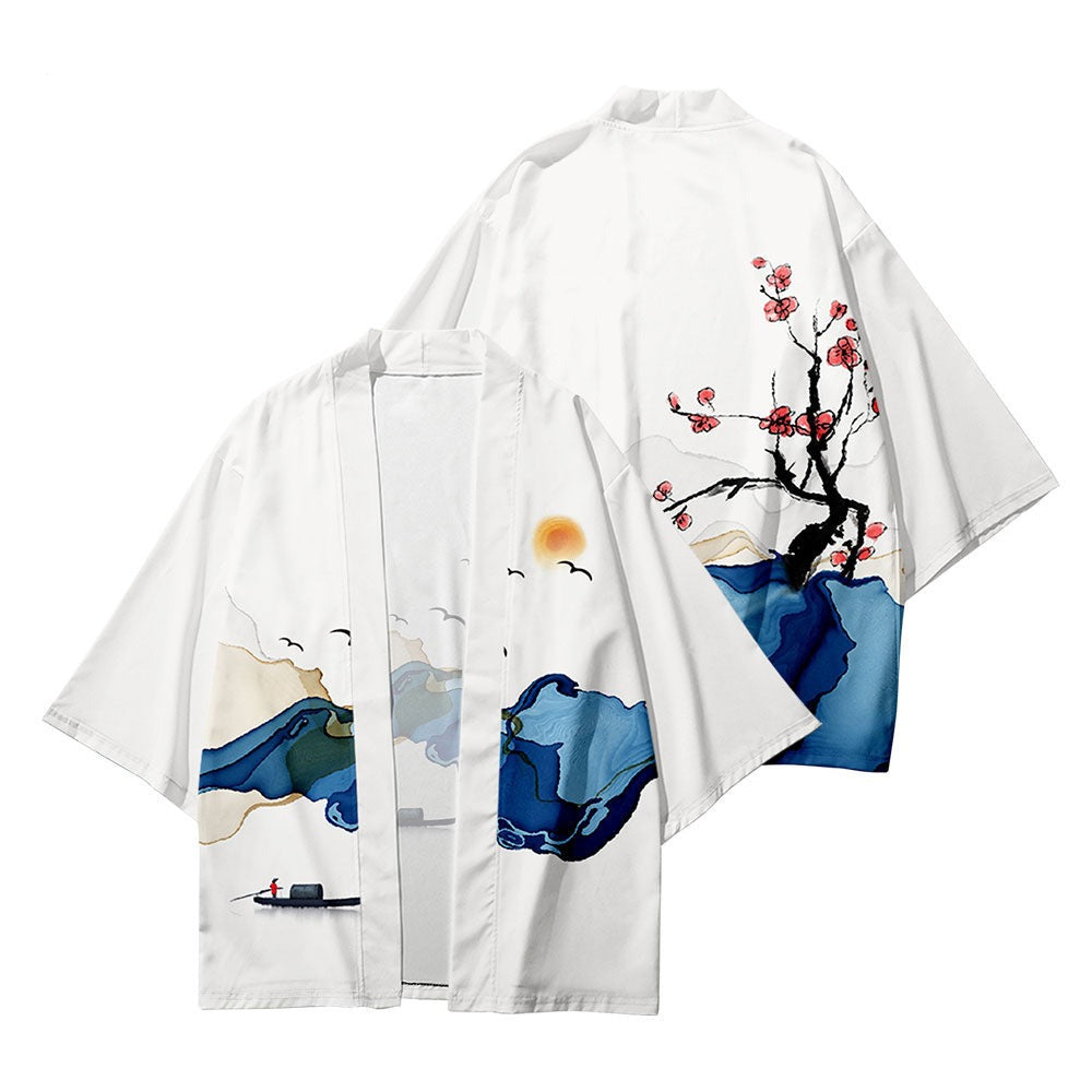 White Sakura Lake Japanese Women Kimono Robe Cardigan - Kawaiies - Adorable - Cute - Plushies - Plush - Kawaii