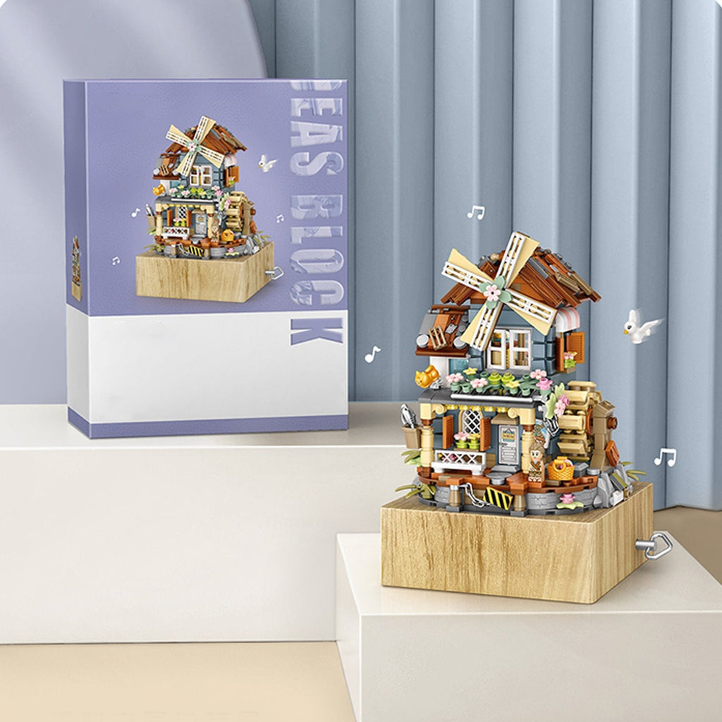 Windmill Country House Music Box Nano Building Blocks - Kawaiies - Adorable - Cute - Plushies - Plush - Kawaii