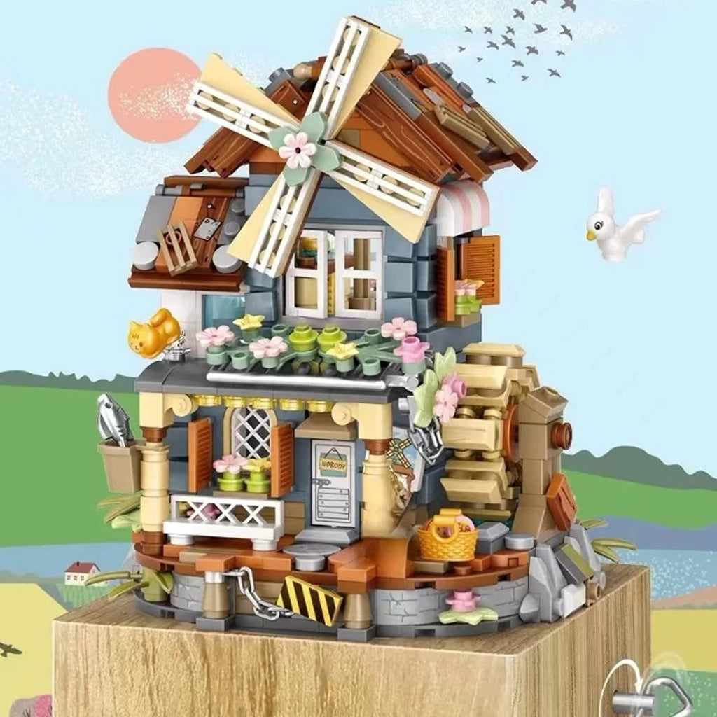 Windmill Country House Music Box Nano Building Blocks - Kawaiies - Adorable - Cute - Plushies - Plush - Kawaii